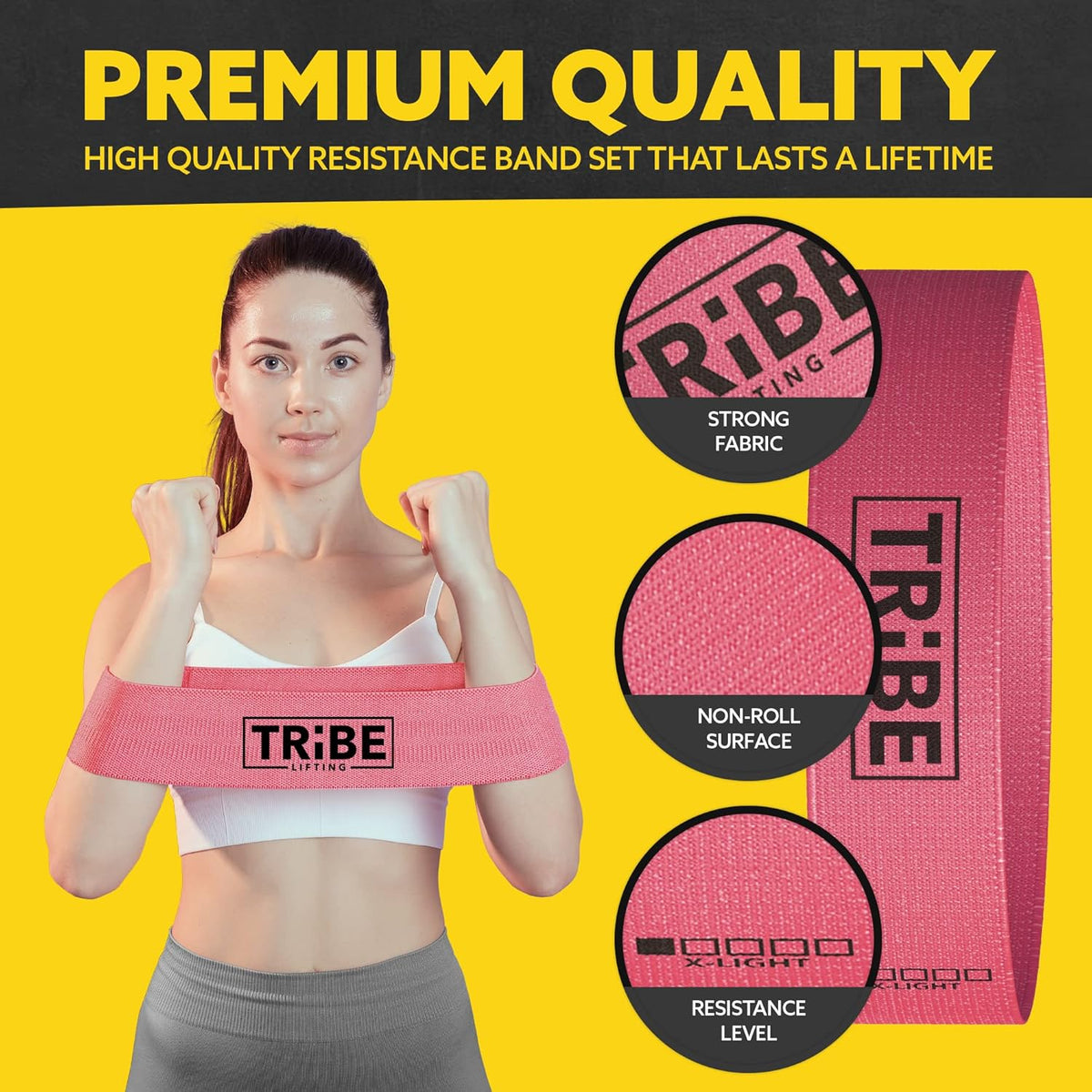 Fabric Resistance Bands for Working Out - 5 Exercise Bands Set for Legs and Glutes - Booty Bands for Women and Men - Thick Cloth Workout Bands for Physical Therapy, Hip Training