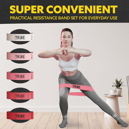 Fabric Resistance Bands for Working Out - 5 Exercise Bands Set for Legs and Glutes - Booty Bands for Women and Men - Thick Cloth Workout Bands for Physical Therapy, Hip Training