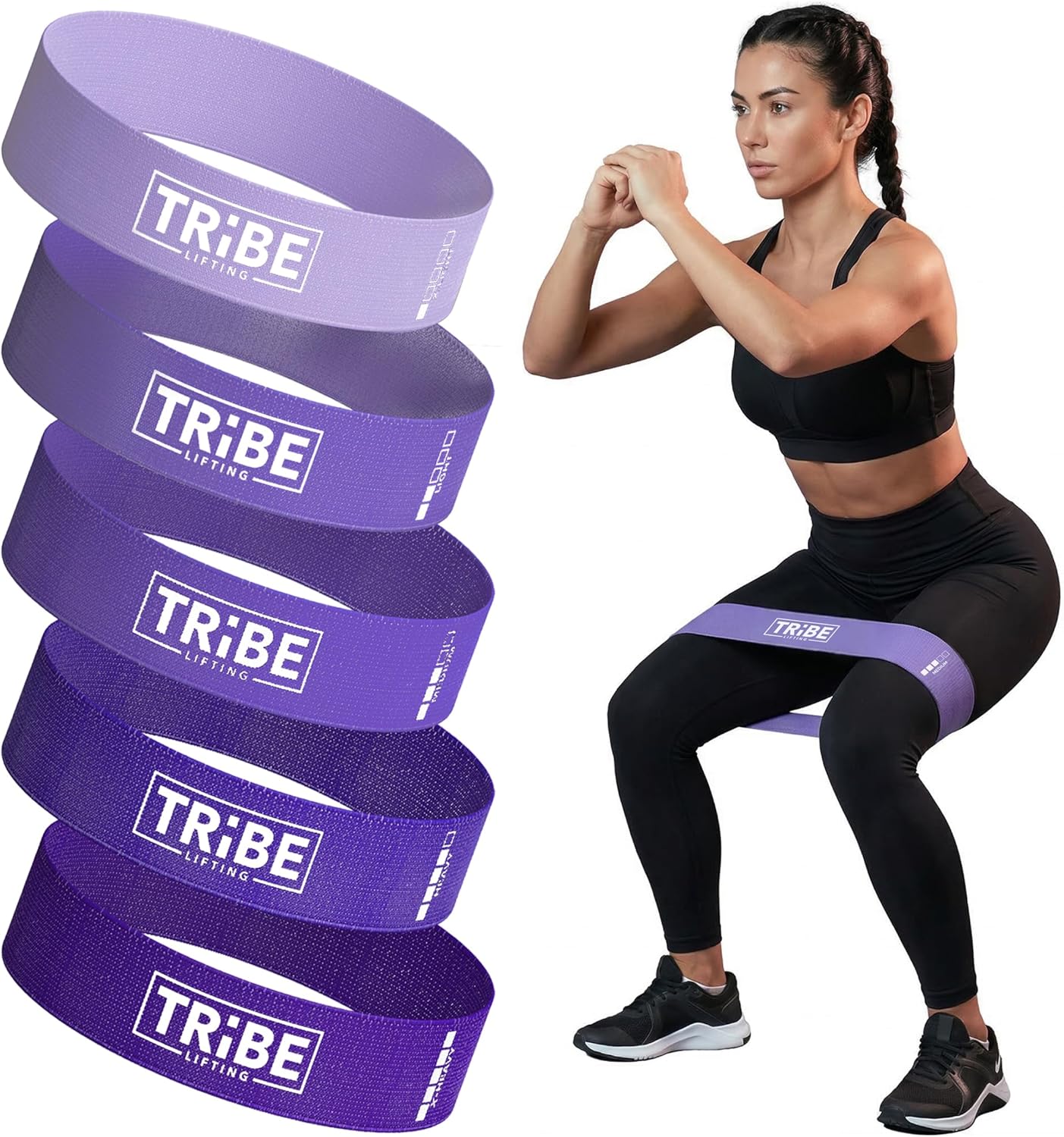 Fabric Resistance Bands for Working Out - 5 Exercise Bands Set for Legs and Glutes - Booty Bands for Women and Men - Thick Cloth Workout Bands for Physical Therapy, Hip Training
