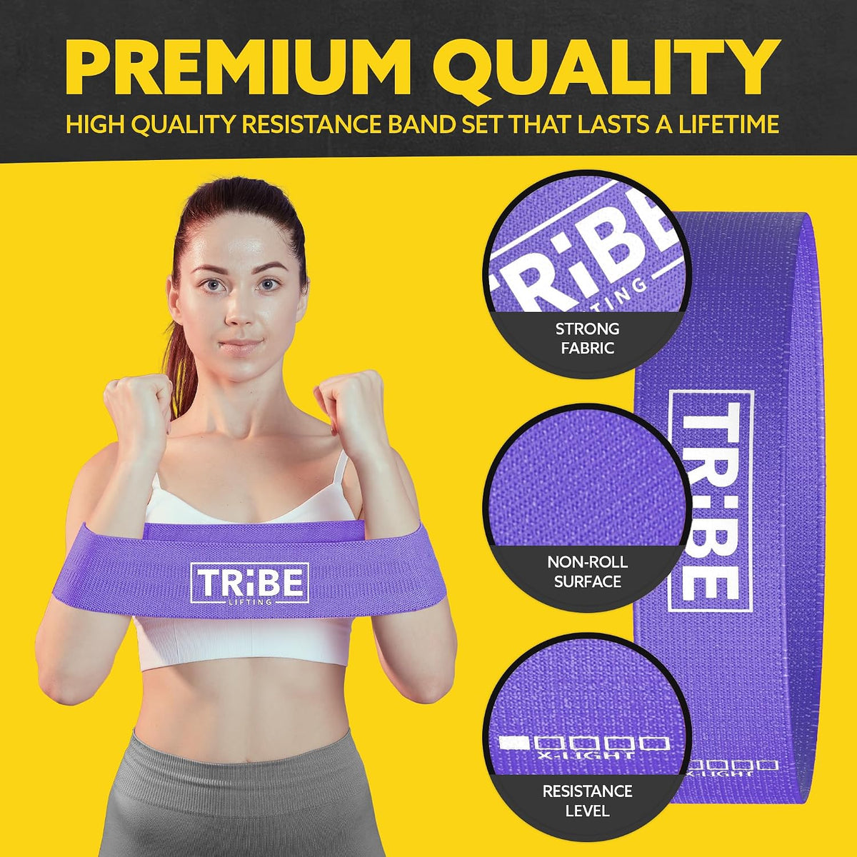Fabric Resistance Bands for Working Out - 5 Exercise Bands Set for Legs and Glutes - Booty Bands for Women and Men - Thick Cloth Workout Bands for Physical Therapy, Hip Training