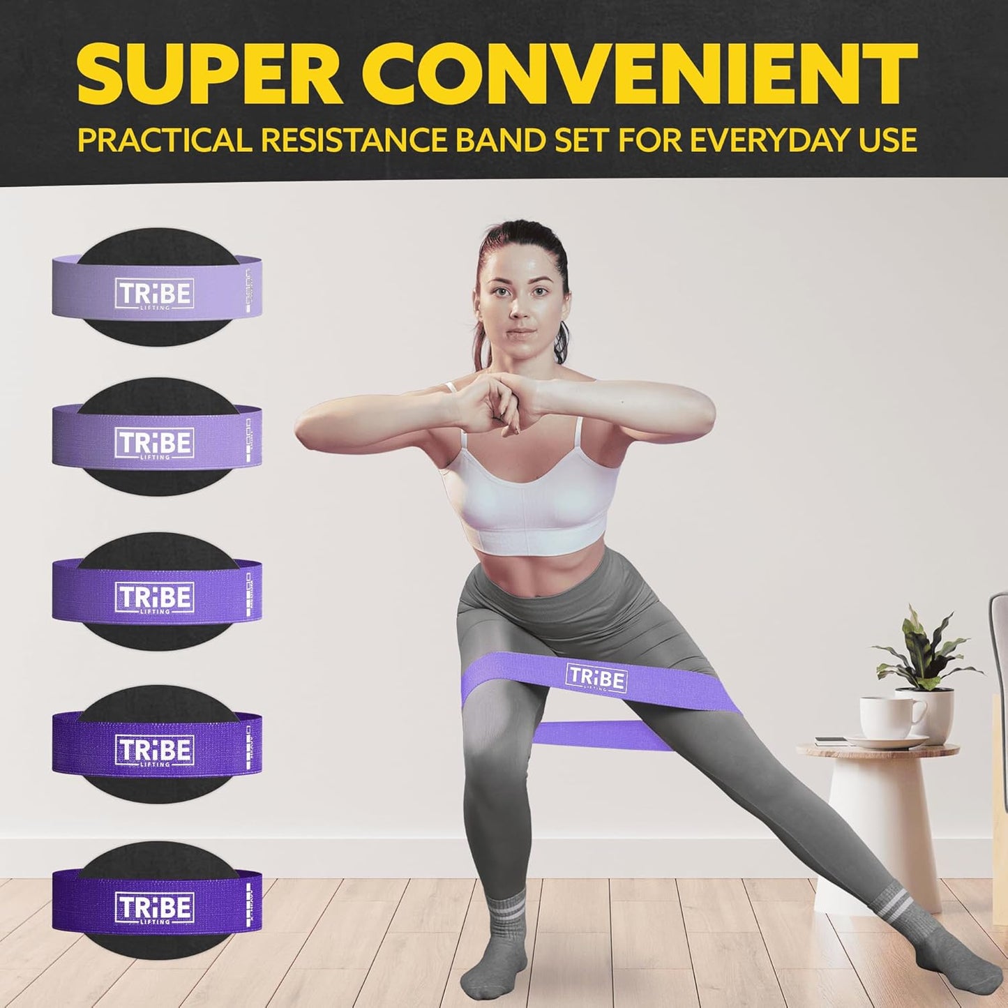 Fabric Resistance Bands for Working Out - 5 Exercise Bands Set for Legs and Glutes - Booty Bands for Women and Men - Thick Cloth Workout Bands for Physical Therapy, Hip Training