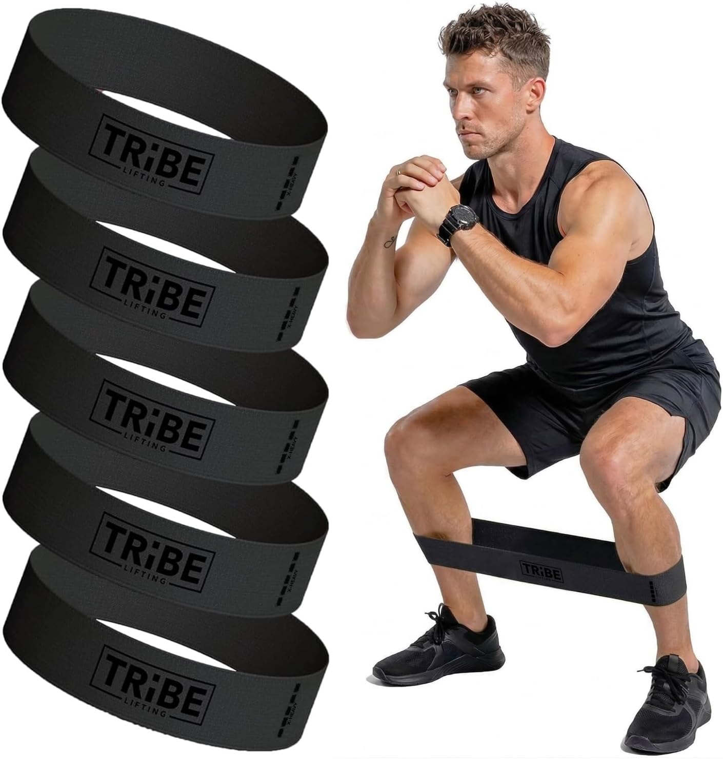 Fabric Resistance Bands for Working Out - 5 Exercise Bands Set for Legs and Glutes - Booty Bands for Women and Men - Thick Cloth Workout Bands for Physical Therapy, Hip Training