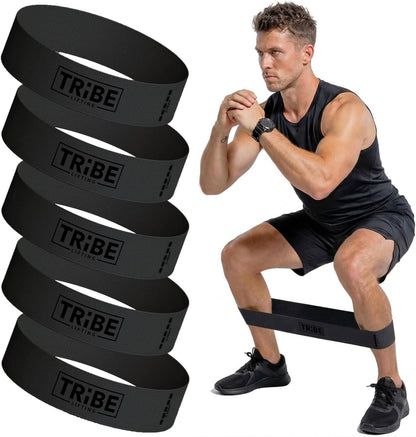 Fabric Resistance Bands for Working Out - 5 Exercise Bands Set for Legs and Glutes - Booty Bands for Women and Men - Thick Cloth Workout Bands for Physical Therapy, Hip Training