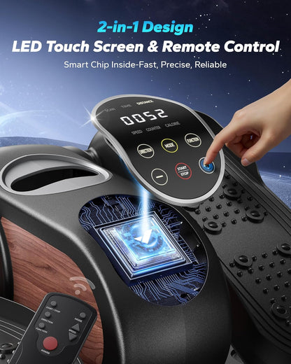 MERACH Under Desk Elliptical Machine, Leg Exerciser While Sitting for Seniors with 12-Speeds & Remote Control, Quiet Portable Electric Seated Pedal Exerciser Machine for Home Office