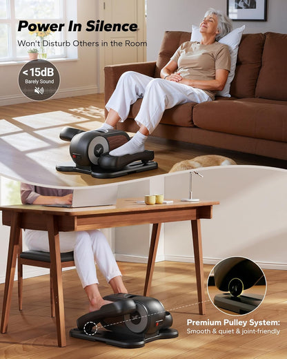 MERACH Under Desk Elliptical Machine, Leg Exerciser While Sitting for Seniors with 12-Speeds & Remote Control, Quiet Portable Electric Seated Pedal Exerciser Machine for Home Office