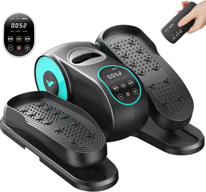 MERACH Under Desk Elliptical Machine, Leg Exerciser While Sitting for Seniors with 12-Speeds & Remote Control, Quiet Portable Electric Seated Pedal Exerciser Machine for Home Office