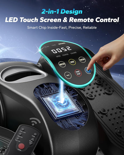 MERACH Under Desk Elliptical Machine, Leg Exerciser While Sitting for Seniors with 12-Speeds & Remote Control, Quiet Portable Electric Seated Pedal Exerciser Machine for Home Office