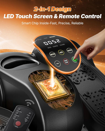 MERACH Under Desk Elliptical Machine, Leg Exerciser While Sitting for Seniors with 12-Speeds & Remote Control, Quiet Portable Electric Seated Pedal Exerciser Machine for Home Office