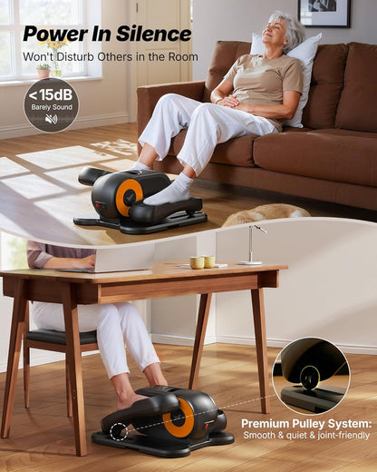 MERACH Under Desk Elliptical Machine, Leg Exerciser While Sitting for Seniors with 12-Speeds & Remote Control, Quiet Portable Electric Seated Pedal Exerciser Machine for Home Office
