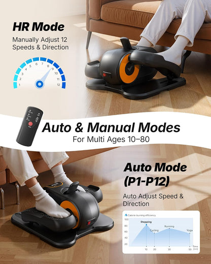 MERACH Under Desk Elliptical Machine, Leg Exerciser While Sitting for Seniors with 12-Speeds & Remote Control, Quiet Portable Electric Seated Pedal Exerciser Machine for Home Office