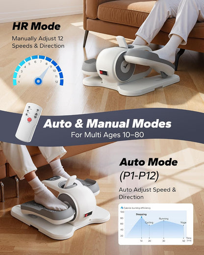 MERACH Under Desk Elliptical Machine, Leg Exerciser While Sitting for Seniors with 12-Speeds & Remote Control, Quiet Portable Electric Seated Pedal Exerciser Machine for Home Office
