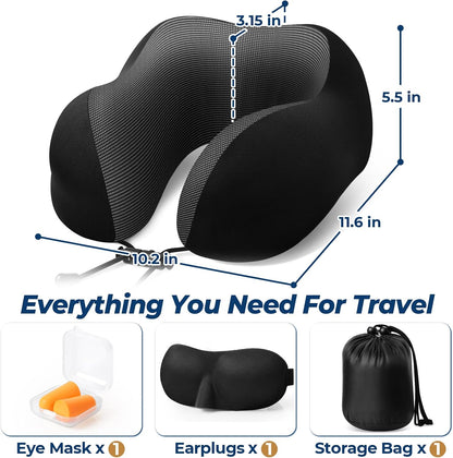 Travel Pillow, Memory Foam Neck Pillow Airplane, Grey