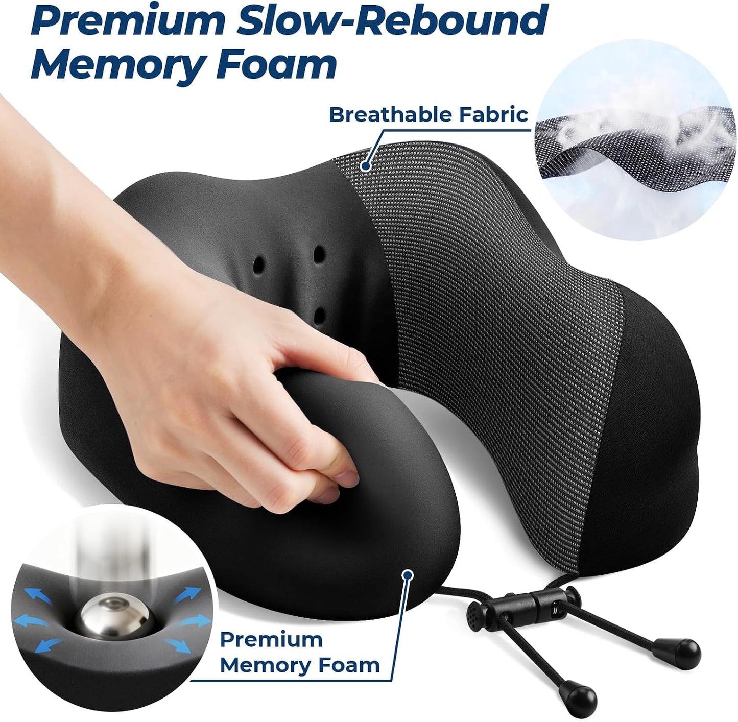 Travel Pillow, Memory Foam Neck Pillow Airplane, Grey