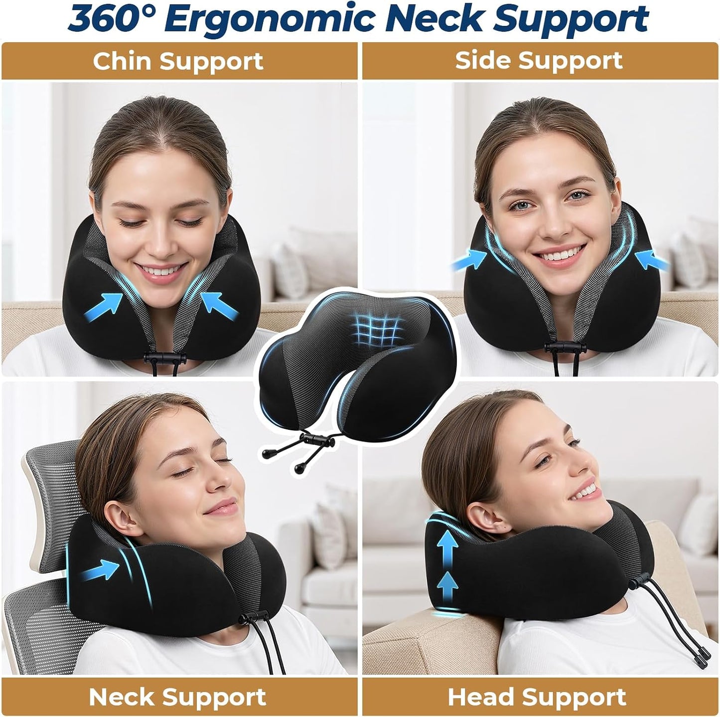 Travel Pillow, Memory Foam Neck Pillow Airplane, Grey