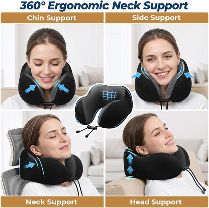 Travel Pillow, Memory Foam Neck Pillow Airplane, Grey