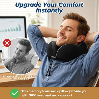 Travel Pillow, Memory Foam Neck Pillow Airplane, Grey