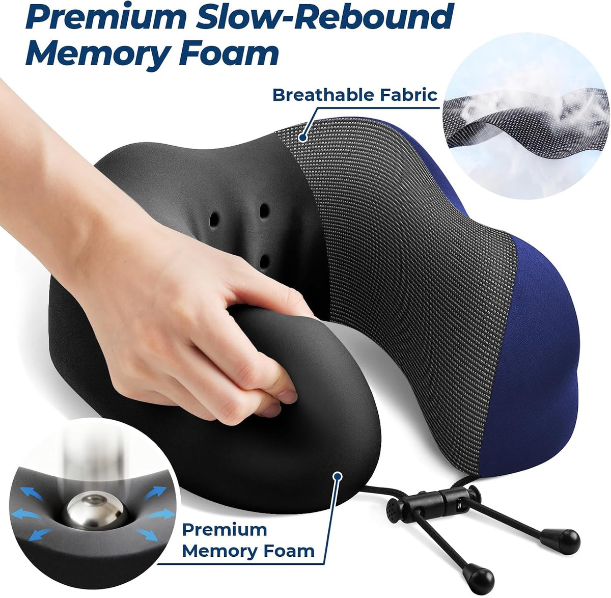 Travel Pillow, Memory Foam Neck Pillow Airplane, Grey