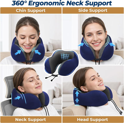 Travel Pillow, Memory Foam Neck Pillow Airplane, Grey