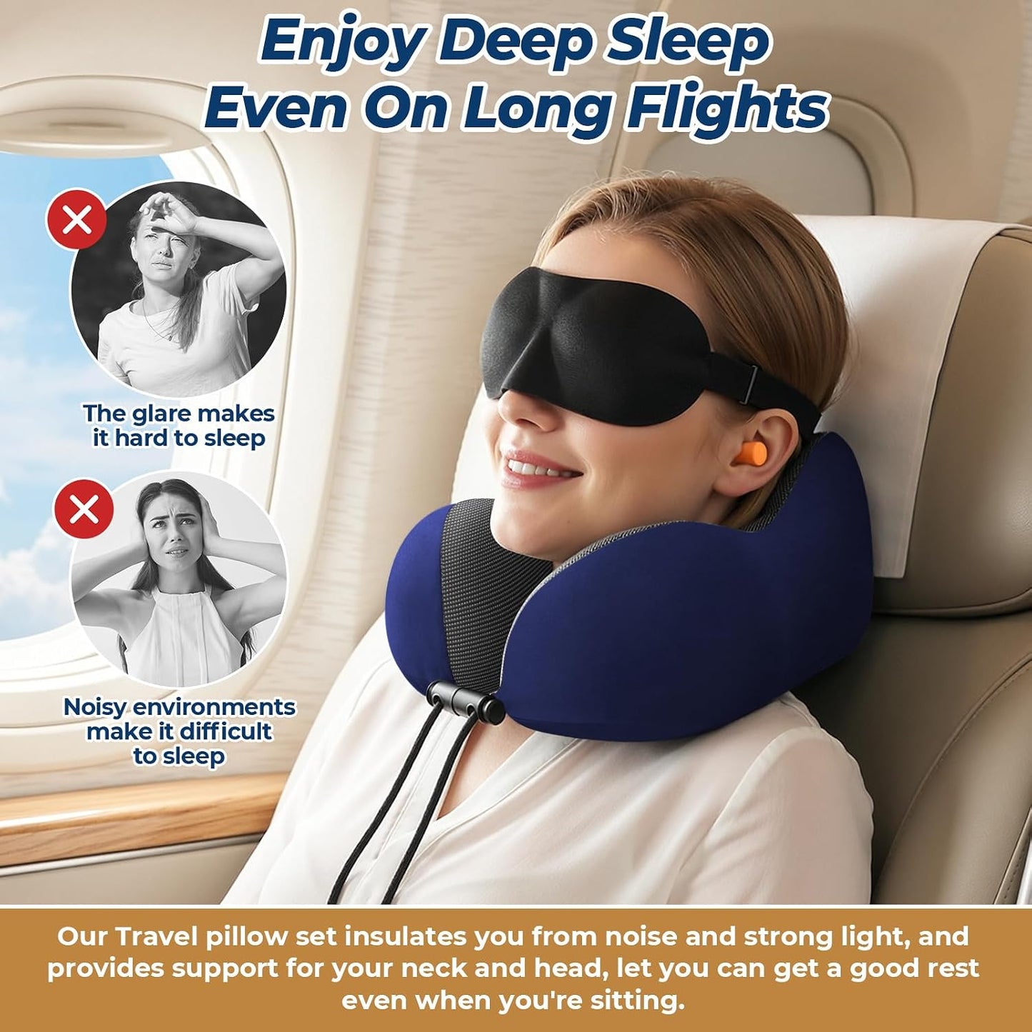 Travel Pillow, Memory Foam Neck Pillow Airplane, Grey