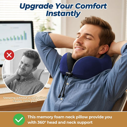 Travel Pillow, Memory Foam Neck Pillow Airplane, Grey