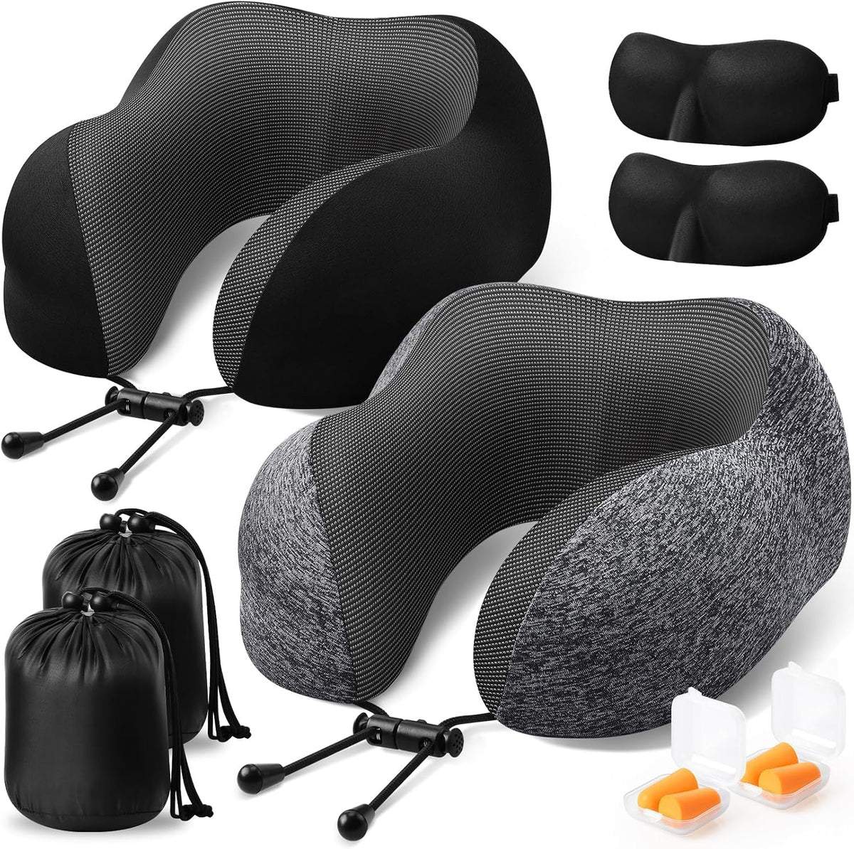 Travel Pillow, Memory Foam Neck Pillow Airplane, Grey