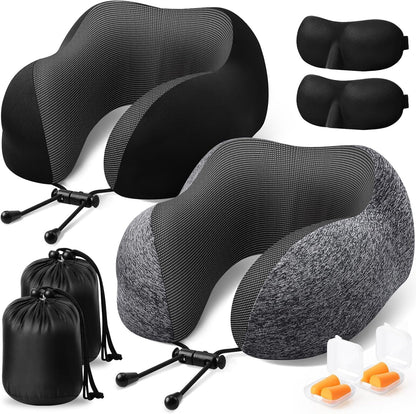 Travel Pillow, Memory Foam Neck Pillow Airplane, Grey