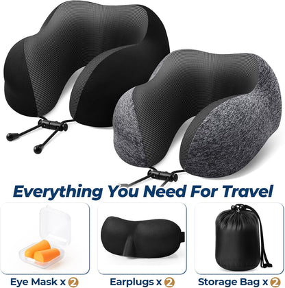 Travel Pillow, Memory Foam Neck Pillow Airplane, Grey