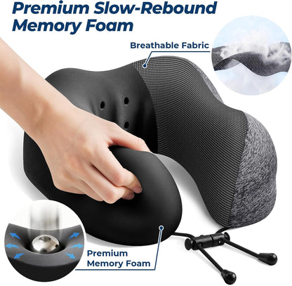 Travel Pillow, Memory Foam Neck Pillow Airplane, Grey