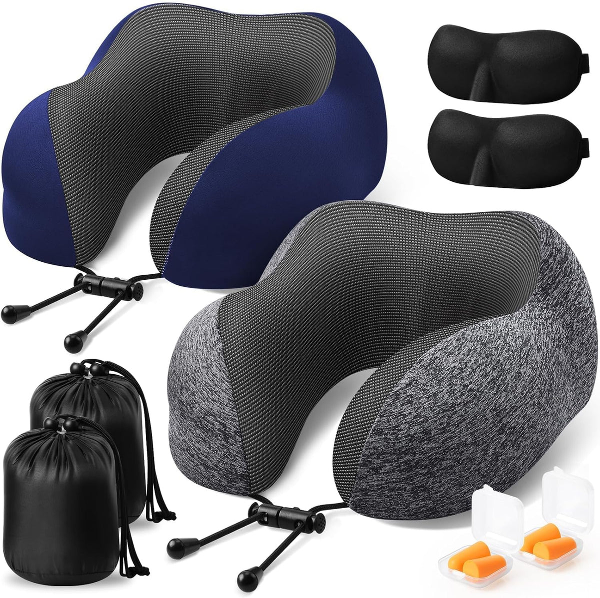 Travel Pillow, Memory Foam Neck Pillow Airplane, Grey