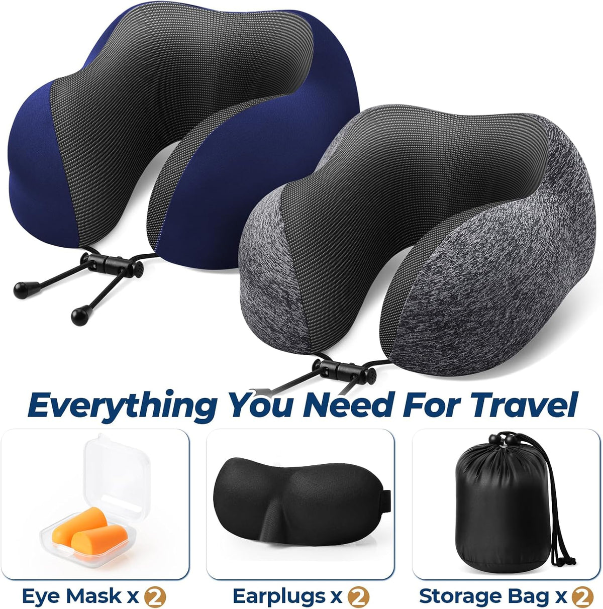 Travel Pillow, Memory Foam Neck Pillow Airplane, Grey