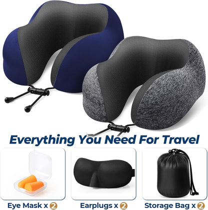 Travel Pillow, Memory Foam Neck Pillow Airplane, Grey