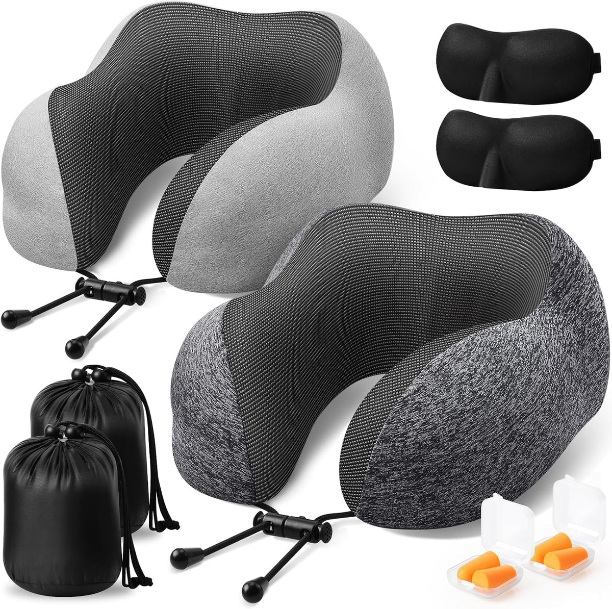 Travel Pillow, Memory Foam Neck Pillow Airplane, Grey