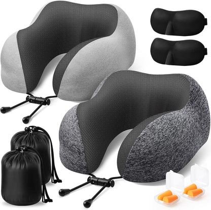 Travel Pillow, Memory Foam Neck Pillow Airplane, Grey