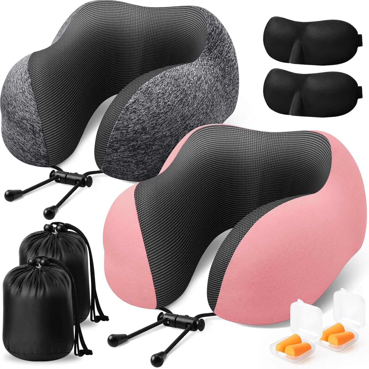 Travel Pillow, Memory Foam Neck Pillow Airplane, Grey