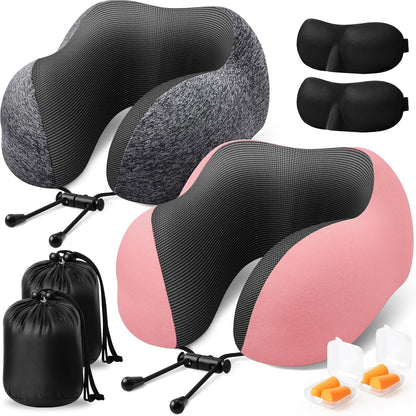 Travel Pillow, Memory Foam Neck Pillow Airplane, Grey