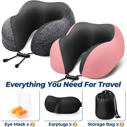 Travel Pillow, Memory Foam Neck Pillow Airplane, Grey