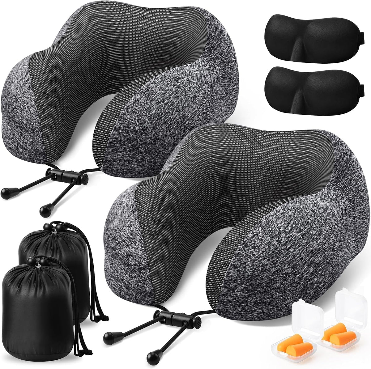 Travel Pillow, Memory Foam Neck Pillow Airplane, Grey