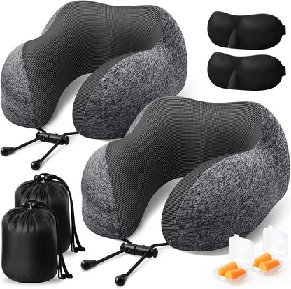 Travel Pillow, Memory Foam Neck Pillow Airplane, Grey