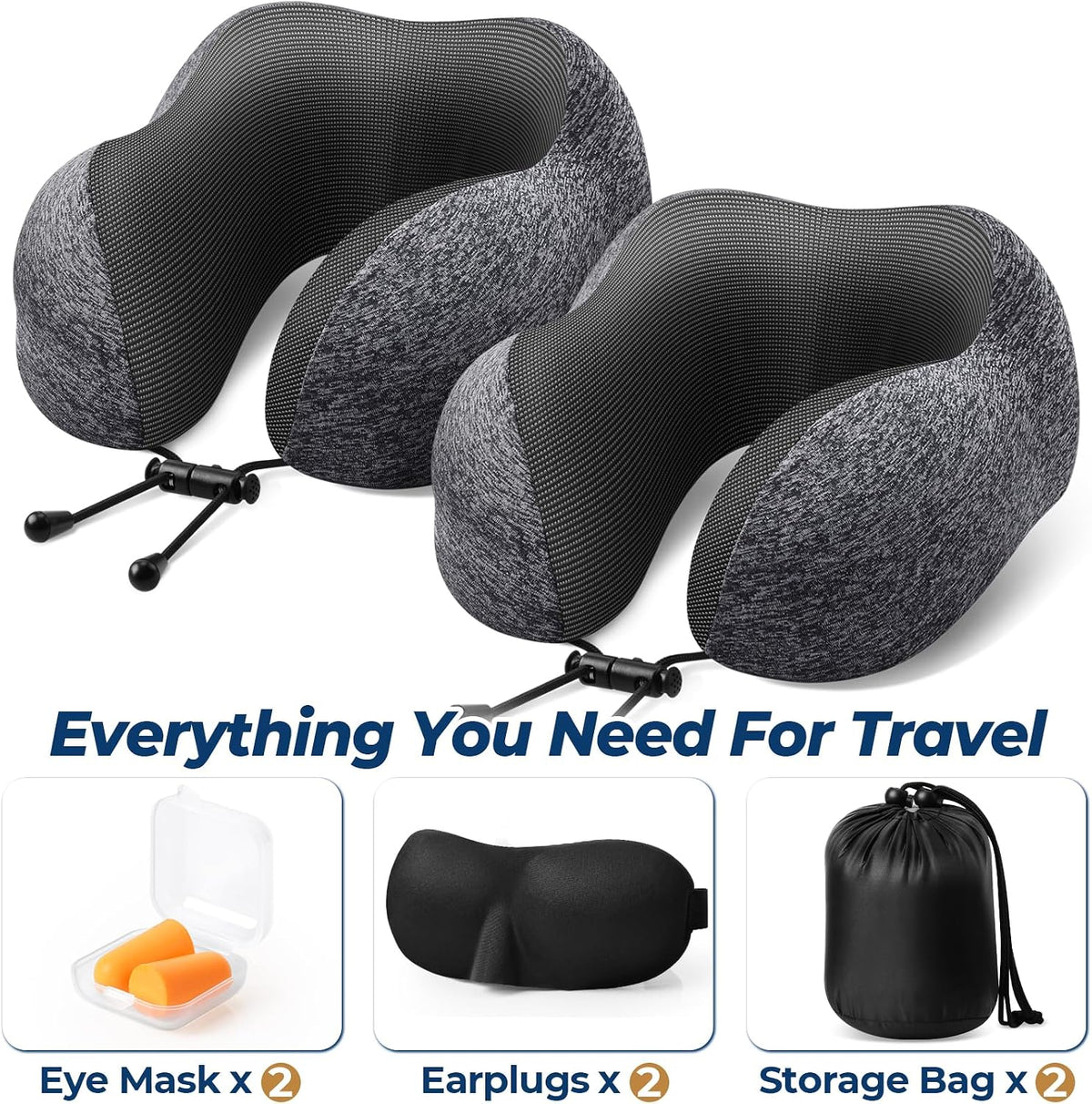Travel Pillow, Memory Foam Neck Pillow Airplane, Grey