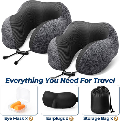 Travel Pillow, Memory Foam Neck Pillow Airplane, Grey