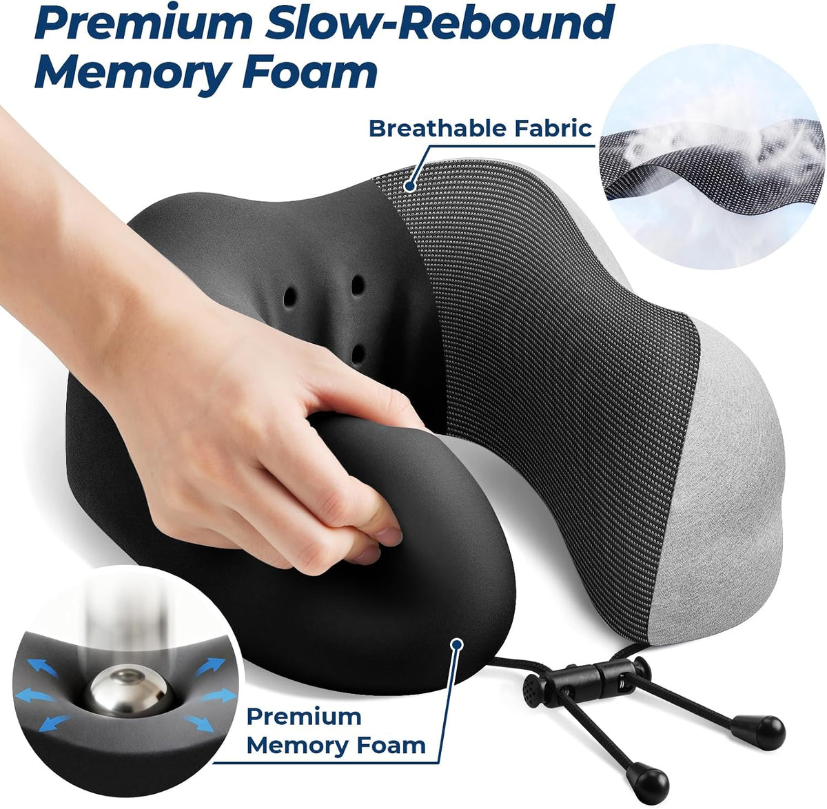 Travel Pillow, Memory Foam Neck Pillow Airplane, Grey
