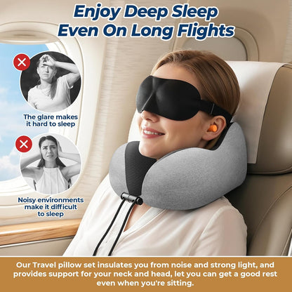 Travel Pillow, Memory Foam Neck Pillow Airplane, Grey