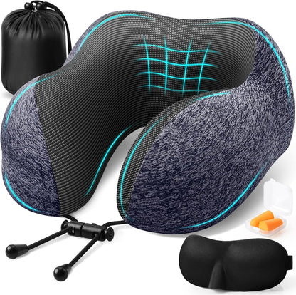 Travel Pillow, Memory Foam Neck Pillow Airplane, Grey