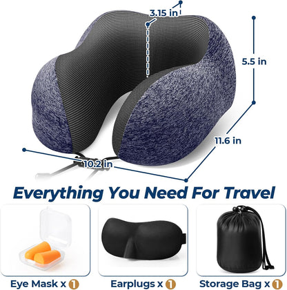 Travel Pillow, Memory Foam Neck Pillow Airplane, Grey