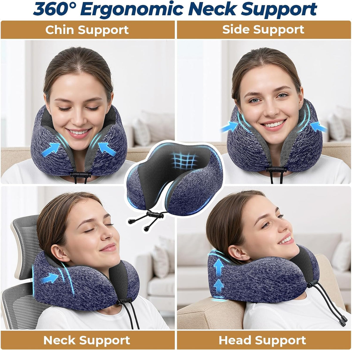 Travel Pillow, Memory Foam Neck Pillow Airplane, Grey