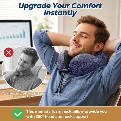 Travel Pillow, Memory Foam Neck Pillow Airplane, Grey