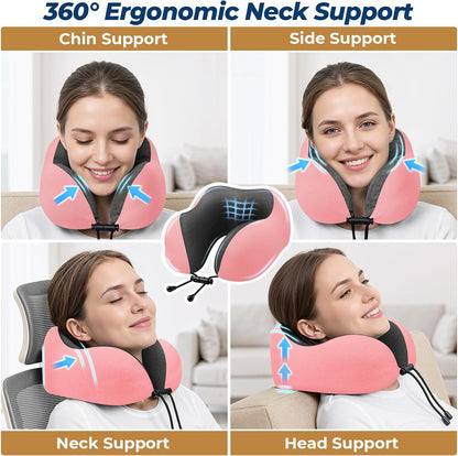 Travel Pillow, Memory Foam Neck Pillow Airplane, Grey