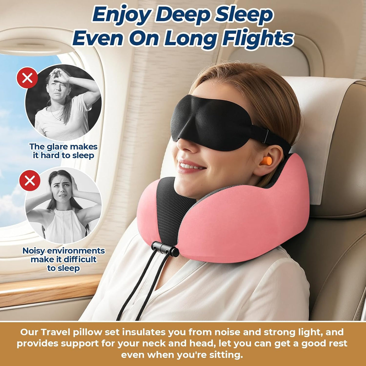Travel Pillow, Memory Foam Neck Pillow Airplane, Grey
