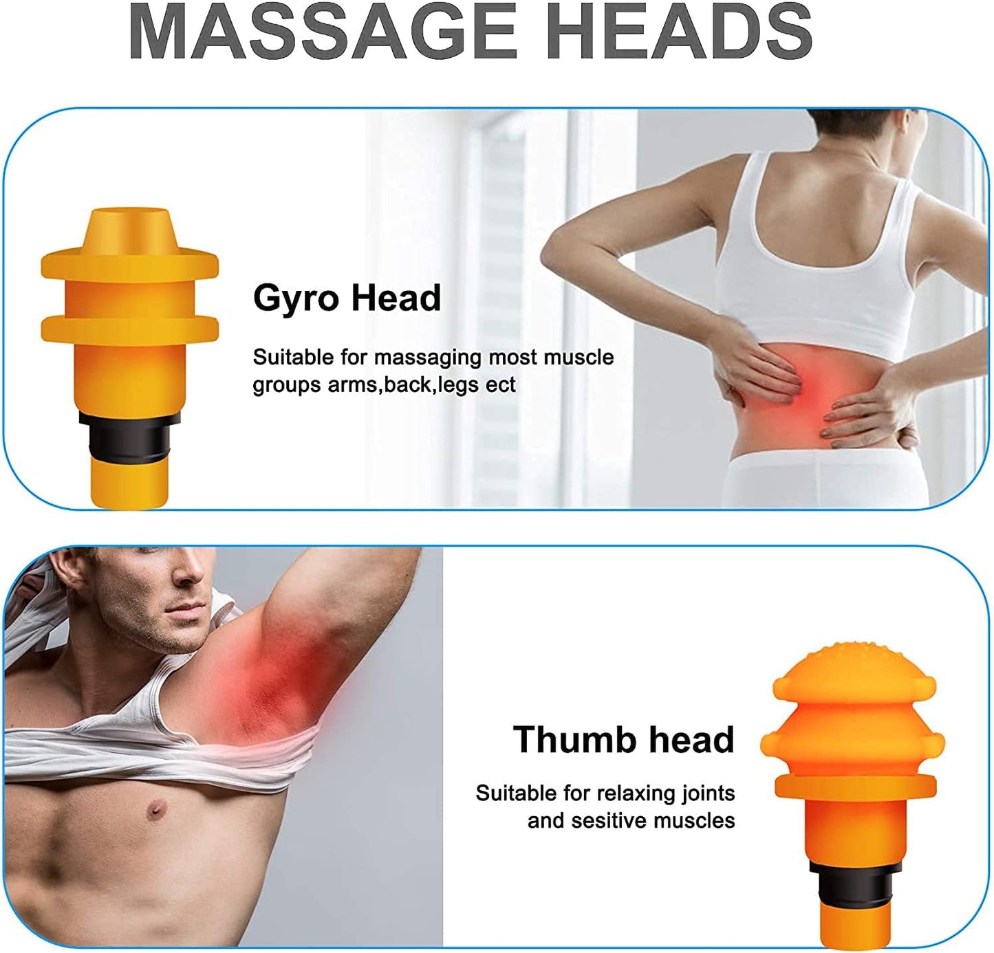 Massage Gun Attachments for Hypervolt Go, 12PCS Replaceable Massager Heads to Meet Different Needs for Deep Tissue Percussion Relief, Upgraded Massage Head Plug-n-Play Accessories Easy to Use