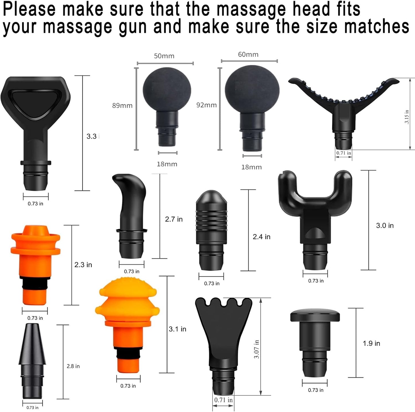 Massage Gun Attachments for Hypervolt Go, 12PCS Replaceable Massager Heads to Meet Different Needs for Deep Tissue Percussion Relief, Upgraded Massage Head Plug-n-Play Accessories Easy to Use